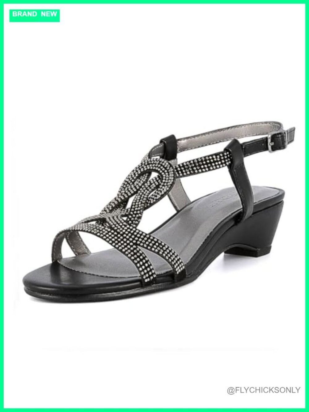 Embellished Slingback Demi-Wedge Dress Sandals Open Toe Buckle